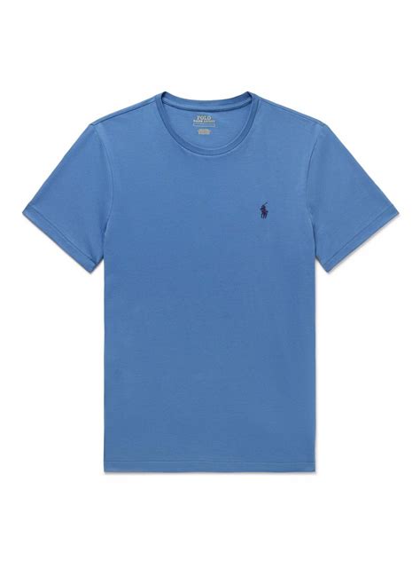 Polo Ralph Lauren Logo Embroidered Cotton Jersey T Shirt Blue Polo