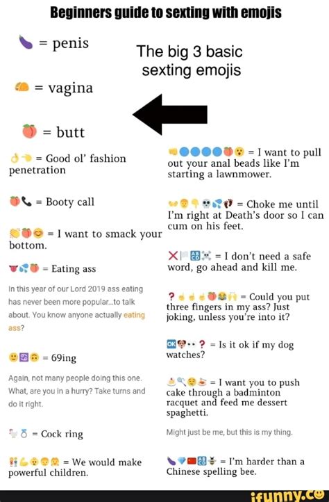 Big Basic Sexting Emojis The Vagina Butt Good Ol Fashion Penetration Booty Call Want To