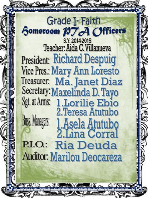 Homeroom Pta Officers Pdf