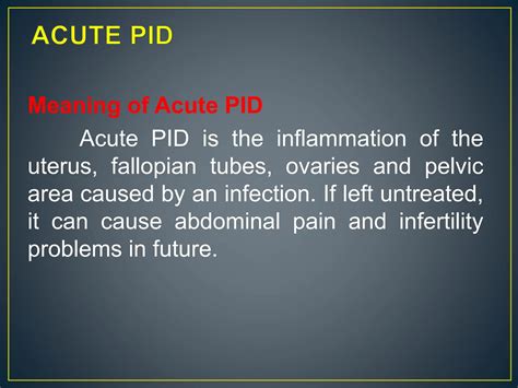 Pelvic Inflammatory Disease Obstetrics And Gynaecological Nursing Pptx