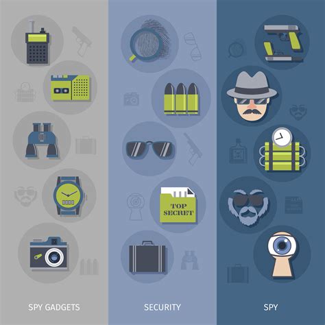 Spy gadgets banners set 427213 Vector Art at Vecteezy