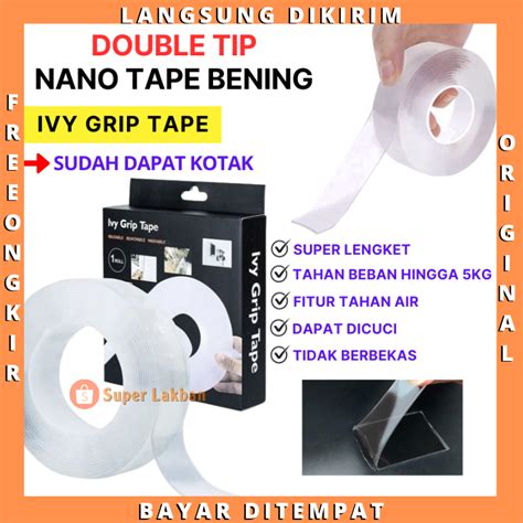 Jual Nano Tape Bening Pakai Box Isolasi Sisi Ivy Grip Tape Double