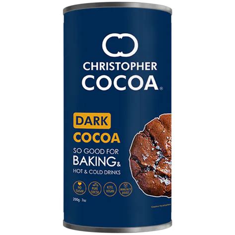 Christopher Cocoa Dark Cocoa Powder Unsweetened 200g Bake Cake Hot Chocolate Drinking