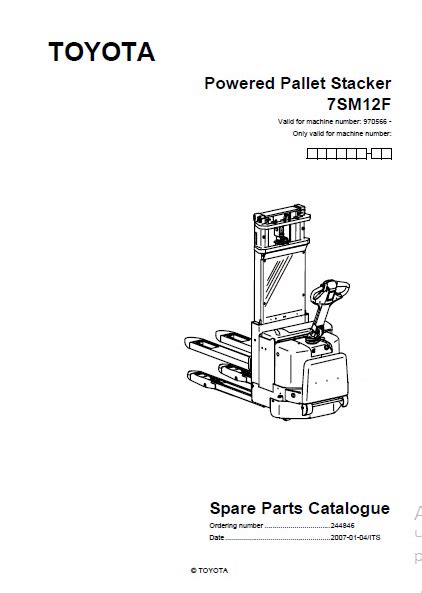 Toyota Powered Pallet Stacker Sm F Spare Parts Catalog