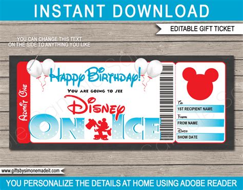 Disney On Ice Ticket Printable Templates