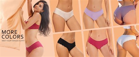 FINETOO 6 Pack Seamless Underwear For Women Sexy Low Rise Hipster Wave Edge No Show Bikini