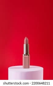 Nude Beige Lipstick On White Podium Stock Photo Shutterstock