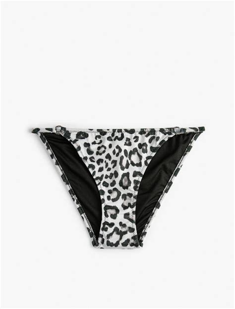 Siyah Kad N Leopar Desenli Bikini Alt Normal Bel Sak Bm Koton