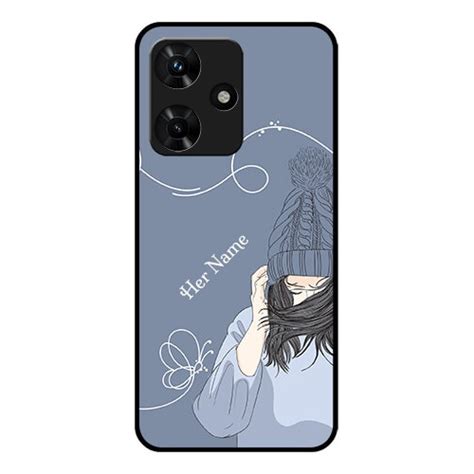 Buy Infinix Hot I Custom Glass Mobile Case Girl In Winter Outfit Design