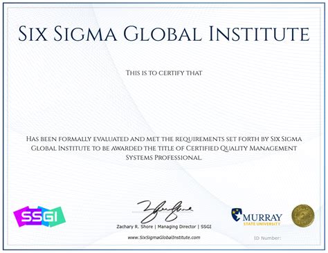 Quality Management Systems • Six Sigma Global Institute • Accredible • Certificates Badges And