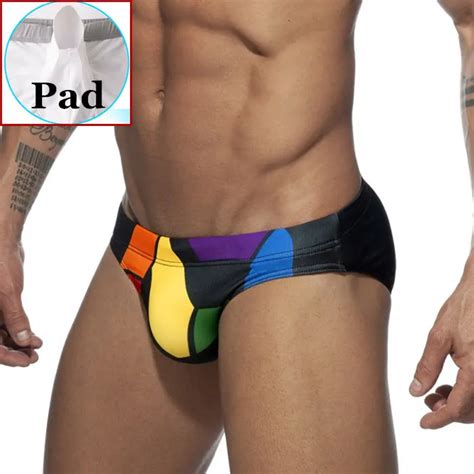 Padded Color Block Gay Swim Briefs Black Or White Queerks