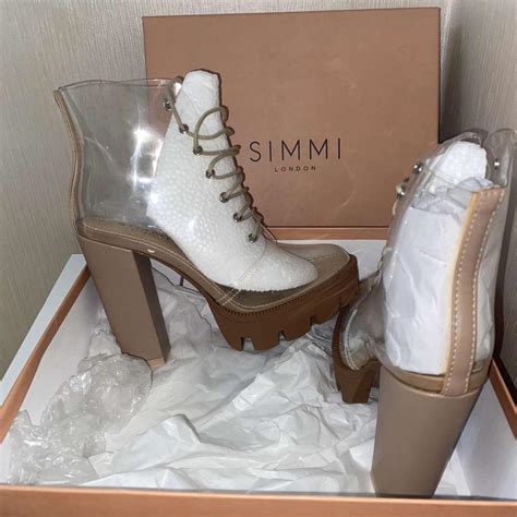 Simmi Shoe Nylah Clear Nude Lace Up Platform Boots Depop
