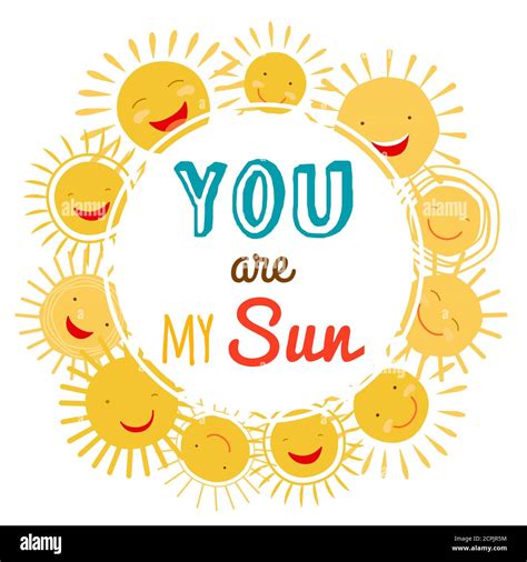 You are my sun printable vector banner with cartoon character sun ...