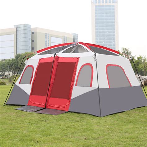 6-12 Person Double Layer Camping Tent With Two Bedrooms & One Living ...