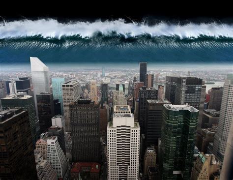tsunami     city   york stock photo image