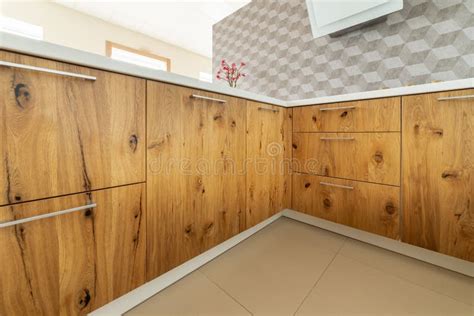 Design of Kitchen Cabinets from Solid Wood. Stock Photo - Image of ...