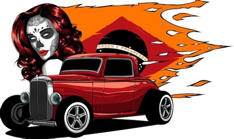 Desenho De Ilustra O Vetorial De Carro Hot Rod Vetor Premium