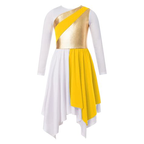 Alvivi Girls Metallic Liturgical Worship Praise Dance Dress Long Sleeve