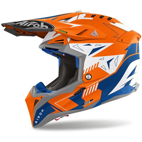 Casco Moto Cross Enduro Airoh AVIATOR 3 SPIN Arancio Fluo Opaco Vendita