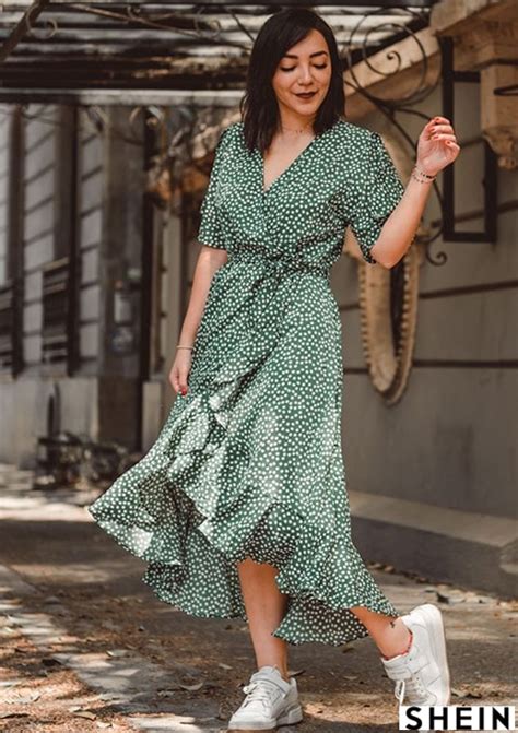 SHEIN VCAY Vestido Cruzado Con Estampado Floral De Margarita Moda De