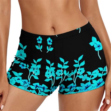 Wedfrse Swim Shorts Women High Waisted Bikini Bottoms Ethnic Printed Swimsuiting Shorts Loose