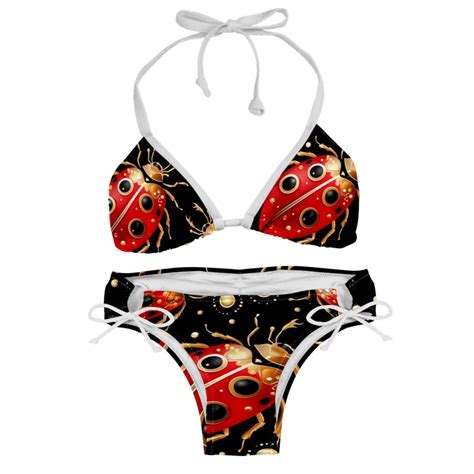 Seven Starred Ladybird Swimwear Bikini Set With Detachable Sponge Adjustable Strap Two Pack