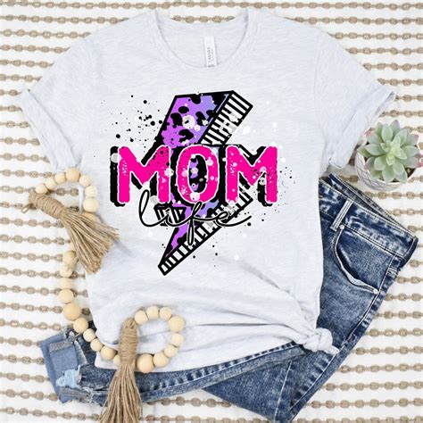 Mom Life Purple Leopard Bolt Transfer Sassy Sublimation And Screen Prints