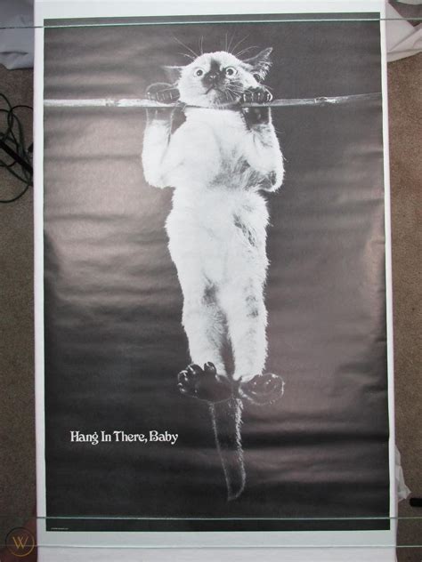 Vintage Hang In There Baby Poster Inspirational Cat Poster Victor