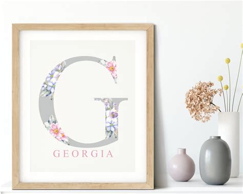 Monogram Printable Letter G Monogram Nursery Monogram Girl Etsy