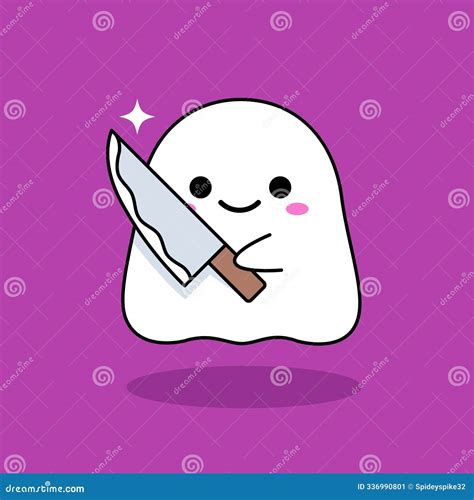 A Cute Ghost Is Holding A Knife Isolated Vector Illustration Stock