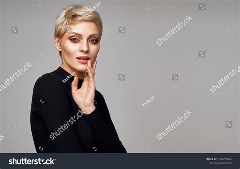 Sexy Woman Blonde Short Hair Looking Stock Photo Edit Now 1640795824