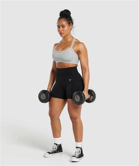 Gymshark Cotton Lifting Sports Bra Light Grey Core Marl Gymshark