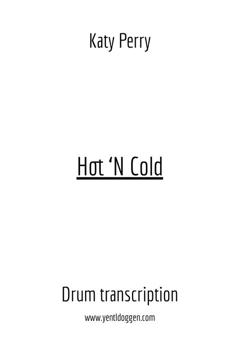 Hot N Cold Katy Perry Drum Transcription Sheet Pdf