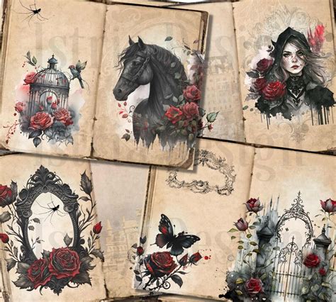 Gothic Junk Journal Kit Goth Journal Printable Vintage Etsy