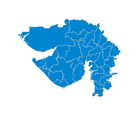 sky blue color gujarat map political  administrative map  gujarat