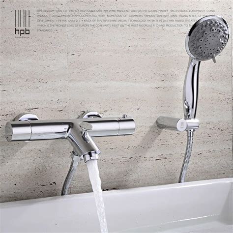 19a Chrome Finish Wall Mounted Brass Thermostatic Bathtub Shower Set