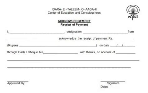 Payment Receipt Formats Word Excel Samples