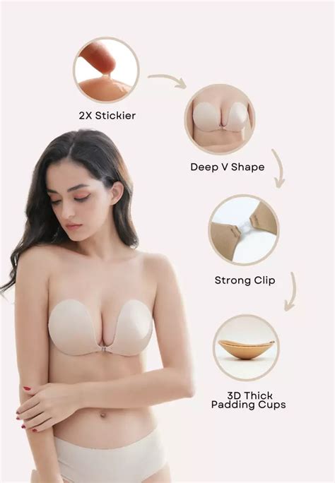 Kiss Tell Lexi Thick Push Up Stick On Nubra In Nude Seamless Invisible Reusable Adhesive Stick