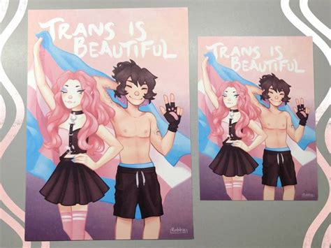Trans is Beautiful Art Print, Transgender Original Characters (A4 & A5