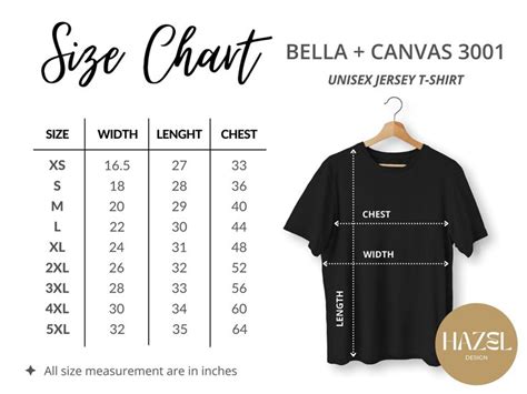 Bella Canvas 3001 Size Chart Print On Demand Size Chart 3001 Bella