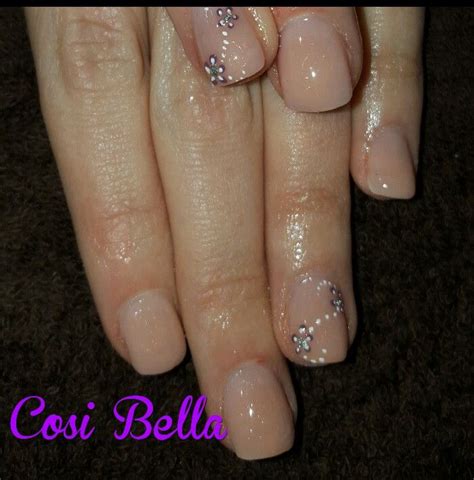 Acrylic Extensions With Nude Nail Art And Simple Nail Art Bella Nails Easy Nail Art Nails
