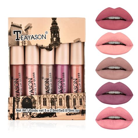 Nvleptap Juego De L Pices Labiales L Quidos Mate Nude De Terciopelo Nude Brillo Labial Tinte
