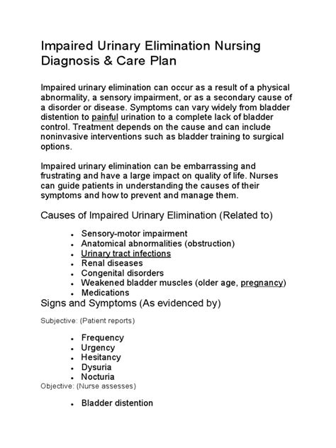 Impaired Urinary Elimination Nursing Diagnosis Pdf