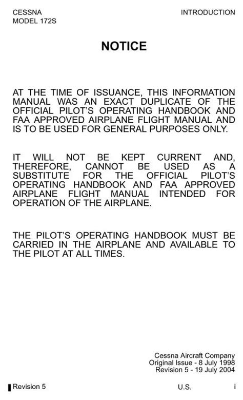 Cessna 172s Poh Cessna 172s Skyhawk Information Manual Emanualslib
