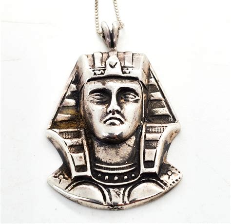 Egyptian Revival King Tut Pharaoh Vintage Sterling Si Gem