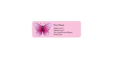 Pink Butterfly Return Address Labels Zazzle