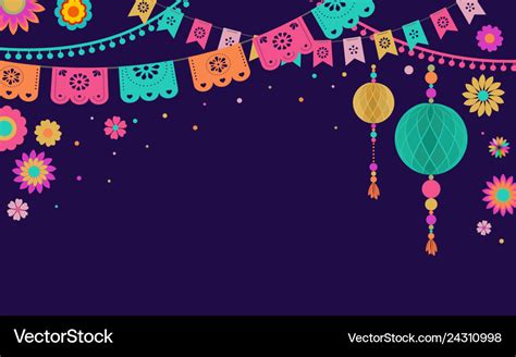 Mexican Fiesta Banner And Poster Design With Flags