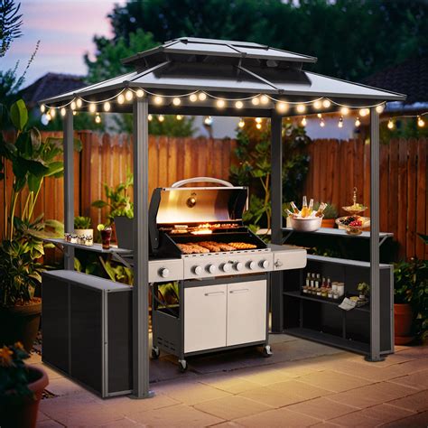 Erommy Bbq Gazebo Aluminum Bbq Gazebo Permanent Double Top Hard Top