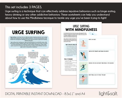 Urge surfing mindfulness technique therapy worksheets – LightandSaltDesign