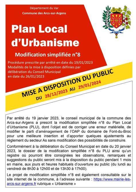 Avis de mise à disposition du public Mairie des Arcs sur Argens